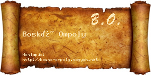 Boskó Ompoly névjegykártya